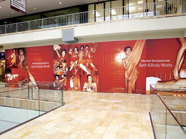 Bath and Body barricade Platon can create an entire mural like this huge barricade display for a future Bath & Body Works store.
