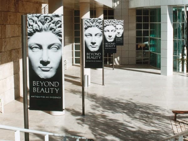 Gettys Opening Platon helped create banners that made the Getty’s opening of a recent exhibit a stunning success.