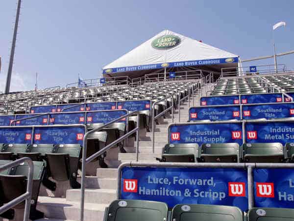 JP Morgan Chase events held in Los Angeles JP Morgan Chase Open enlisted Platon Graphics to produce all graphics for event held annually in Los Angeles – Banners, Standees, cutouts, seat signage, and way finding signs, etc.