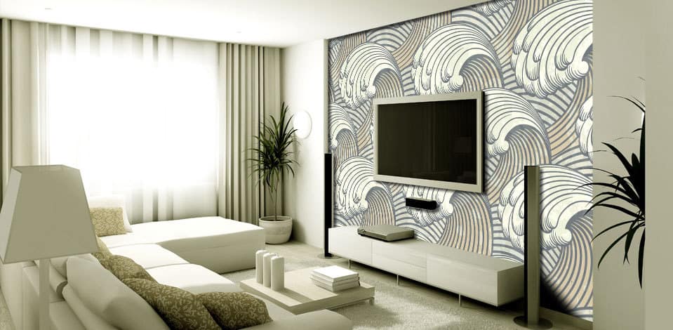 Custom wall mural and TV