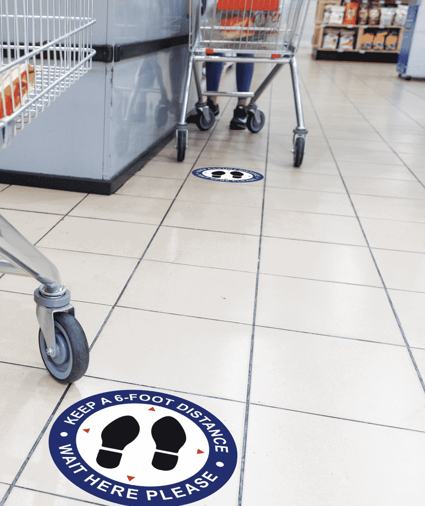 6 foot Floor Decals at a grocery store