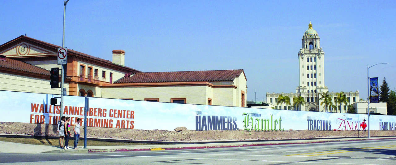 mesh construction fence banners for The Annenberg Space in Beverly Hills by Platon Graphics
