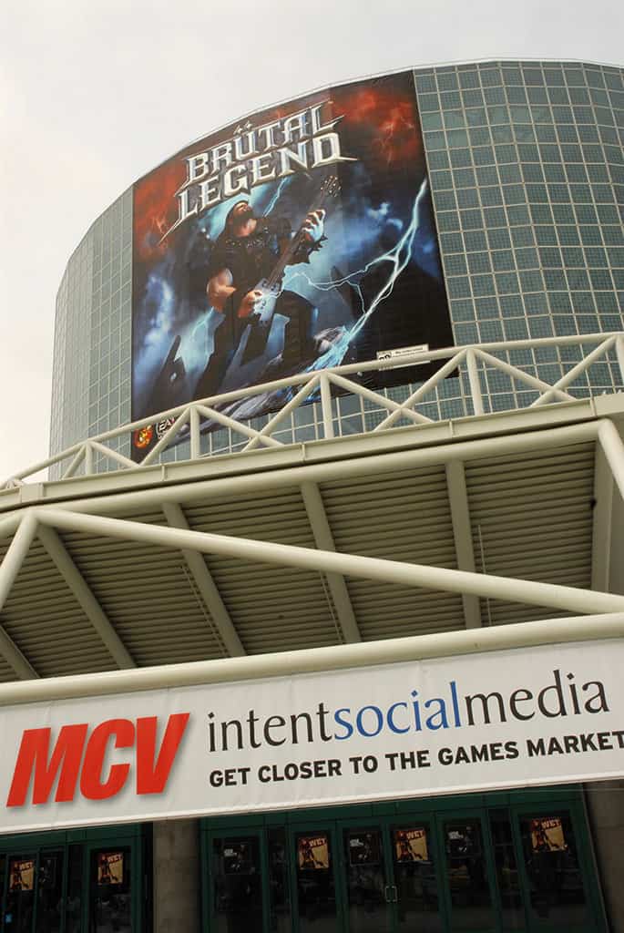 banner_brutallegend a building with a large sign on the side of it.