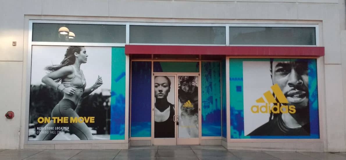 Adidas storefront banner Large Format Printing Methods