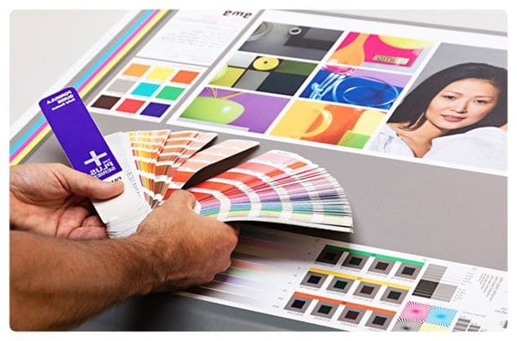 a person is holding a color swatter and a color guide.