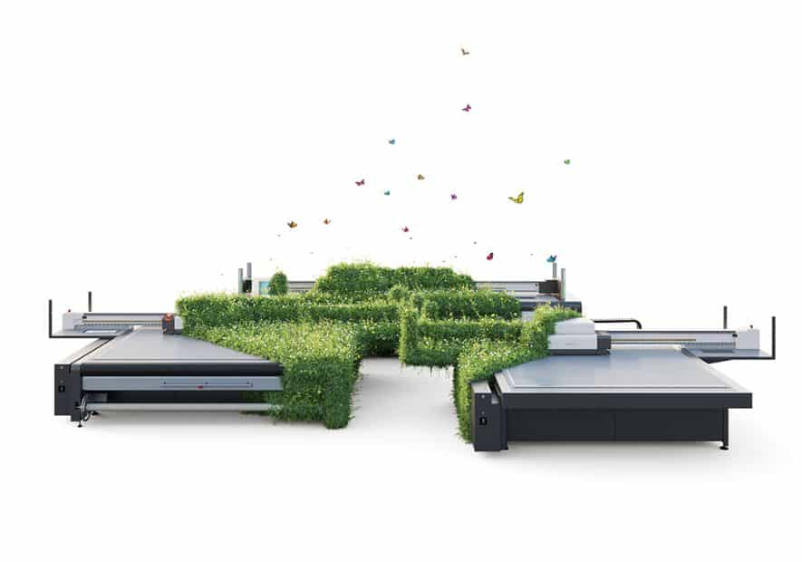 a green maze of grass in front of a white background.