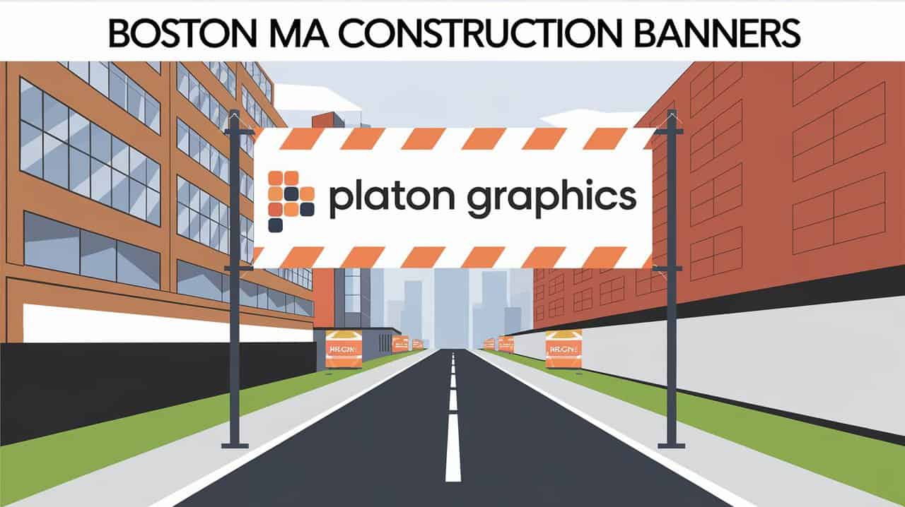 Construction banners displayed in Boston, MA, showcasing ongoing development and urban improvement initiatives.