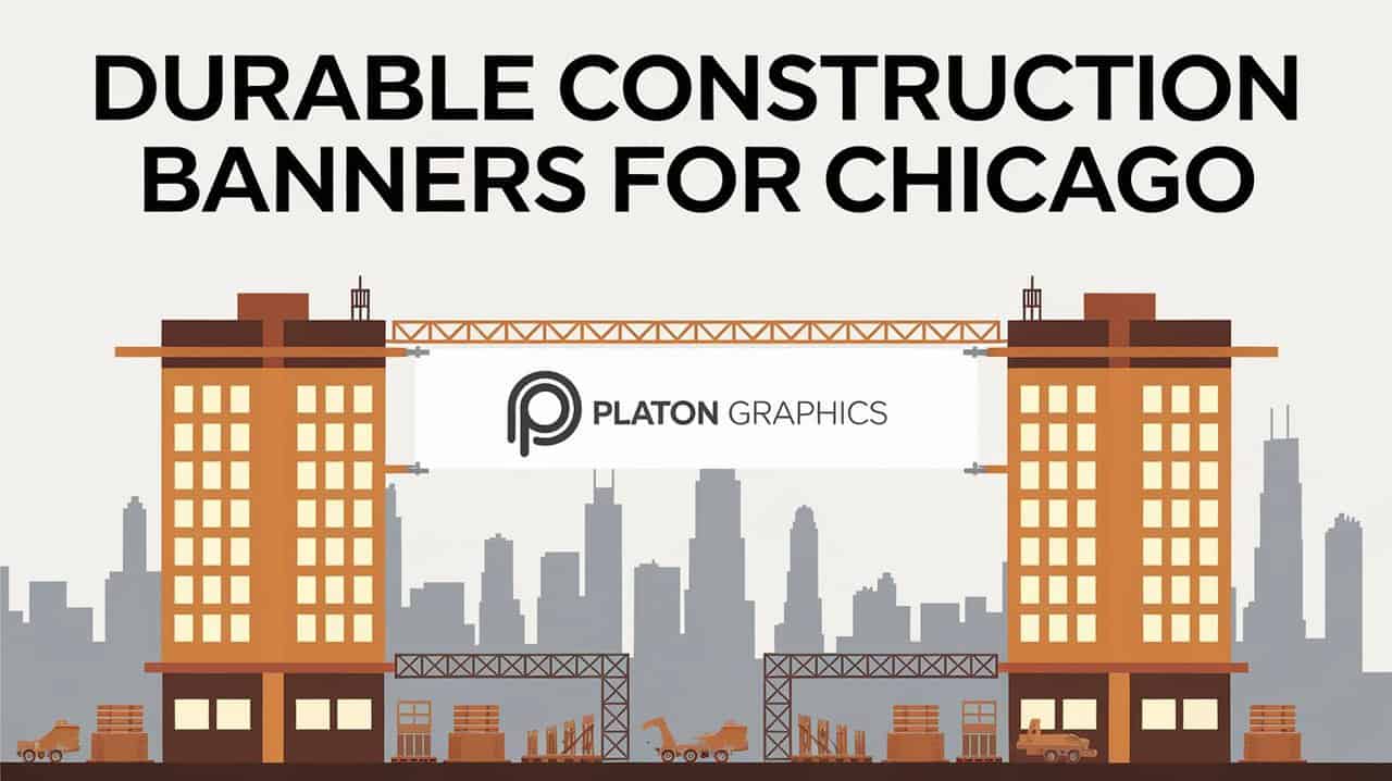 Durable construction banners displayed in Chicago, showcasing robust materials and vibrant designs for effective communication.