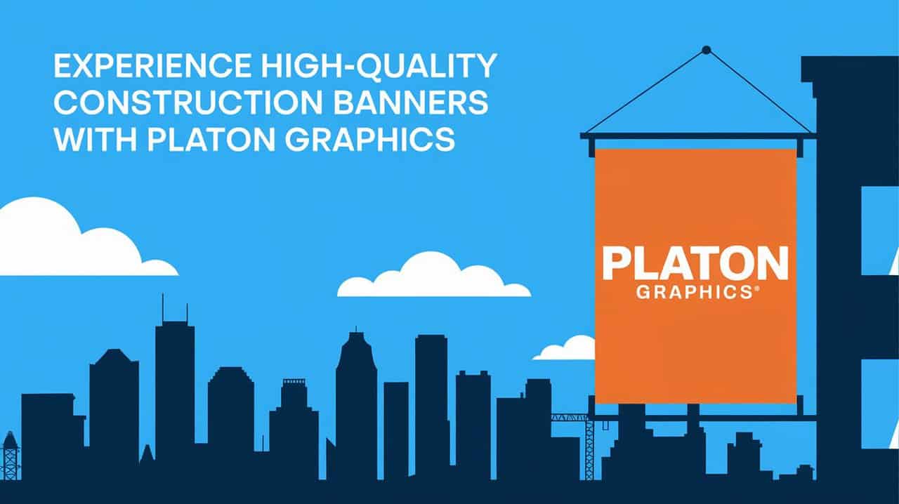 High-quality construction banners featuring Platon graphics, showcasing vibrant designs and professional craftsmanship.