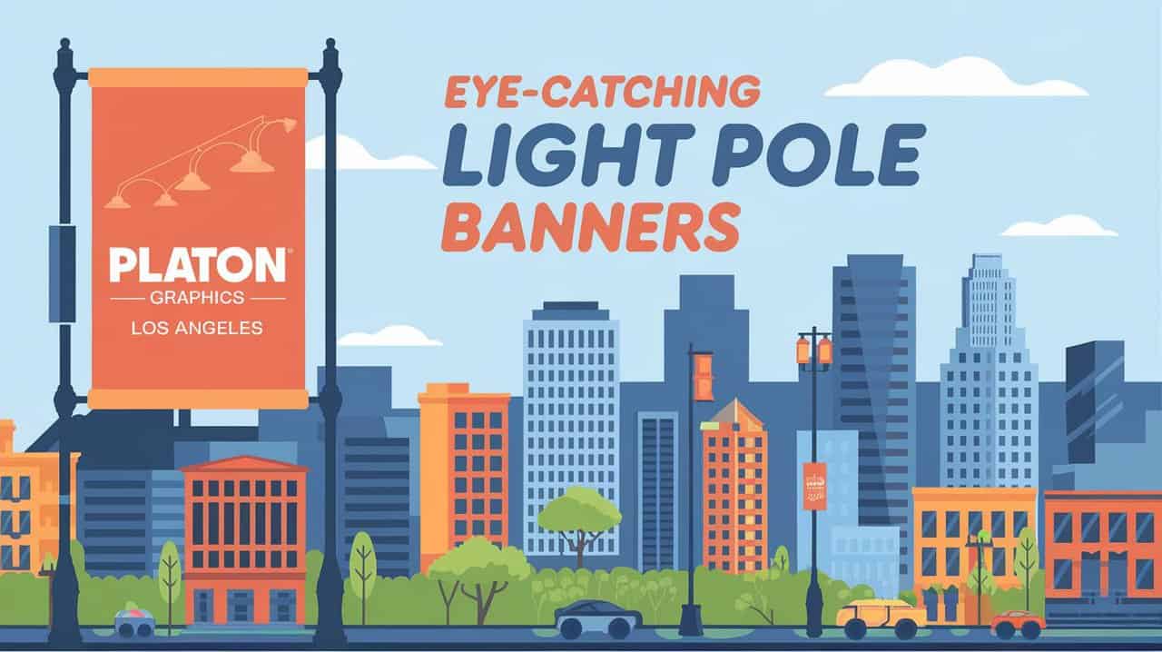 Vibrant light pole banners showcasing your business, designed to attract attention and enhance visibility in the community.
