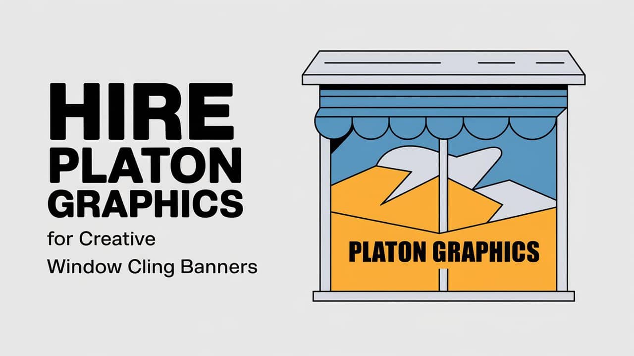 Creative window banners designed by Platon Graphics, showcasing vibrant colors and innovative designs for impactful advertising.
