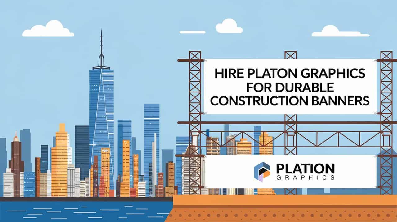 A promotional banner showcasing Platon Graphics for Dubble Construction, emphasizing quality and professional design services.
