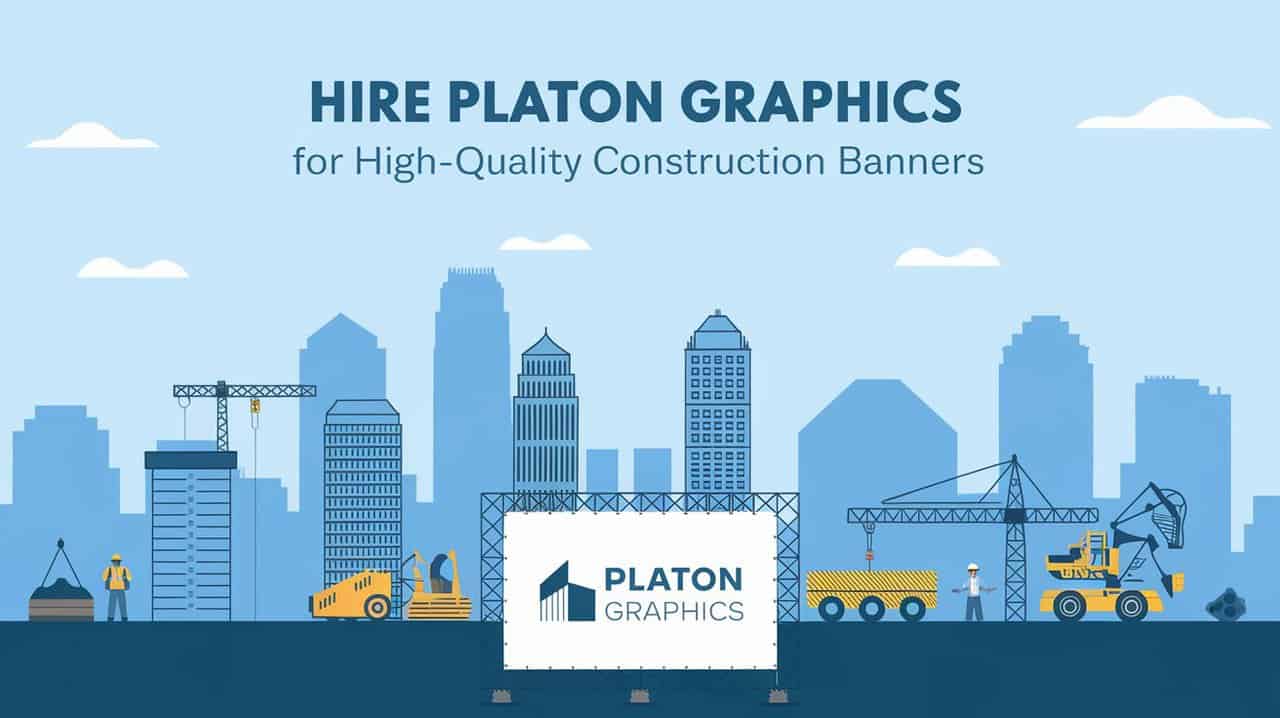 High-quality construction banner featuring Platon Graphics' professional design services for impactful advertising.