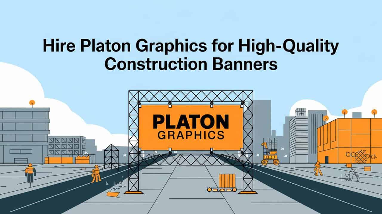 High-quality construction banner featuring Platon Graphics' professional design services for impactful advertising.