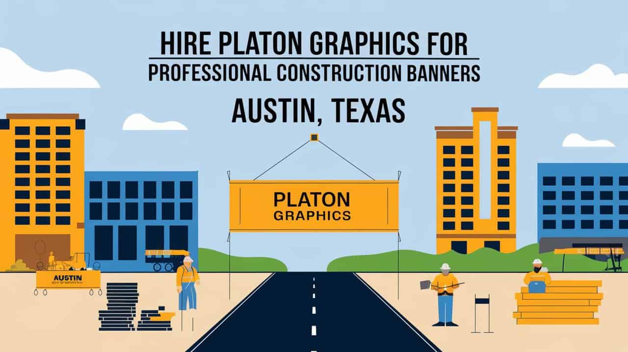 Professional construction banner showcasing Platon Graphics' expertise in design and branding for the construction industry.