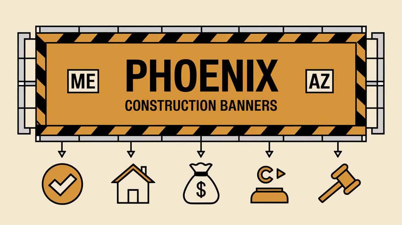 Construction banners featuring a phoenix design, symbolizing rebirth and renewal in urban development projects.