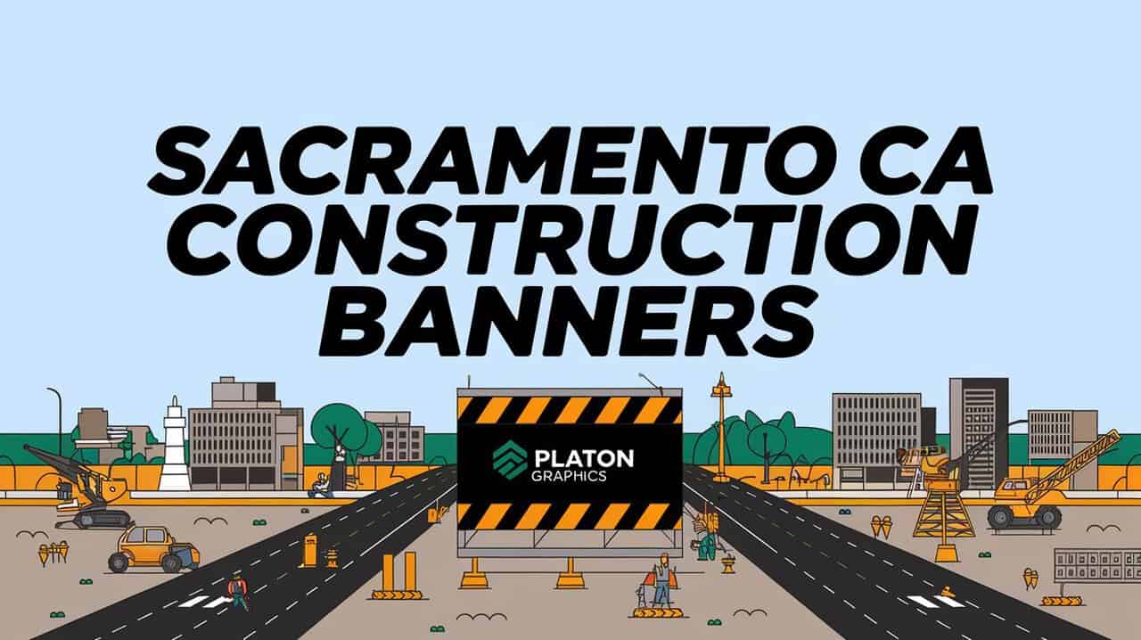 Construction banners displayed in Sacramento, CA, showcasing various projects and developments in the city.