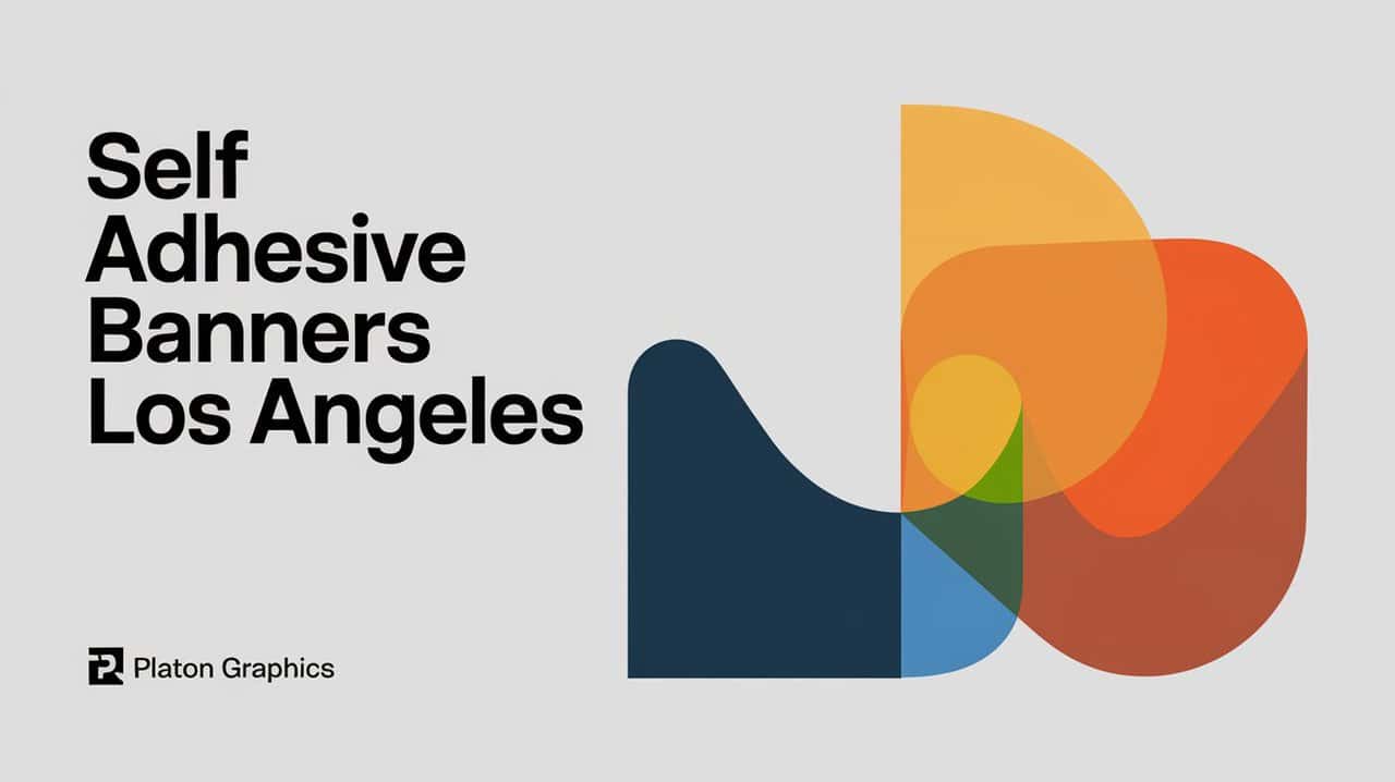 Self-adhesive banners displayed in a vibrant Los Angeles setting, showcasing customizable designs for various events.