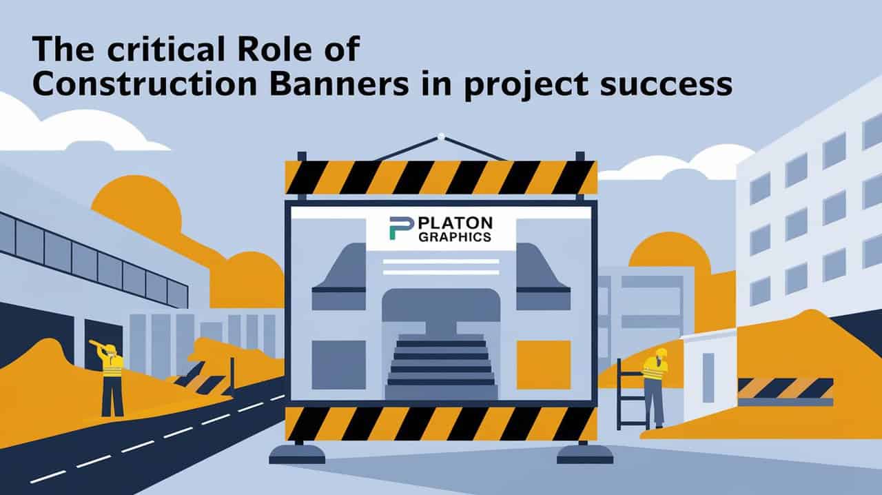 Construction banner highlighting project details, emphasizing its importance for communication and success in construction projects.