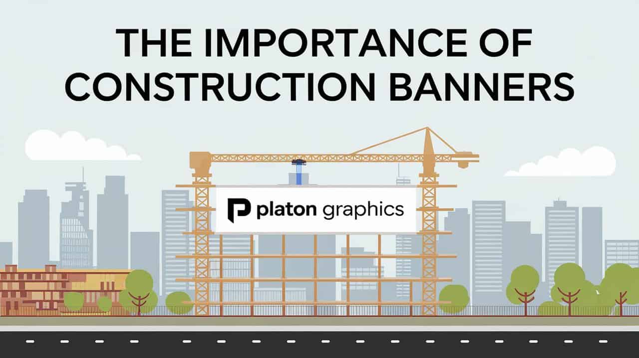 A construction banner displaying safety information and project details, emphasizing its role in communication and awareness.