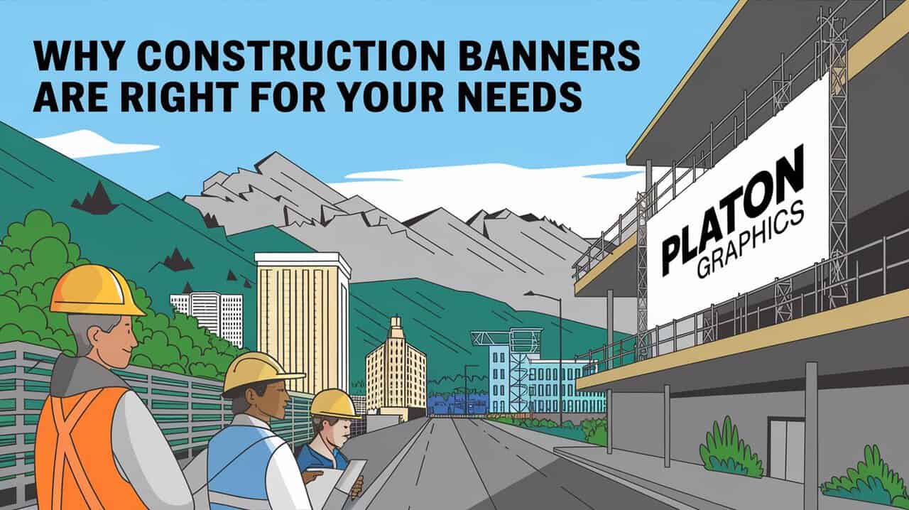 A construction banner showcasing its benefits for project visibility and effective communication in construction sites.