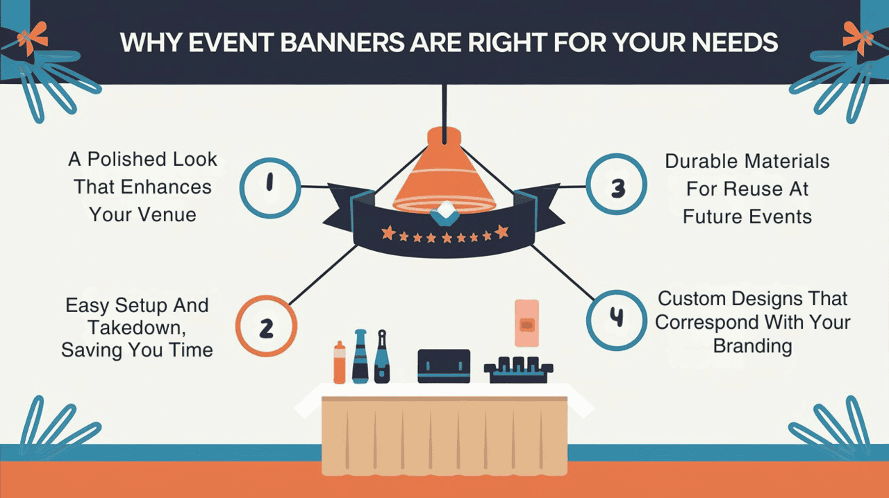 A visually appealing event banner showcasing its benefits for effective communication and audience engagement